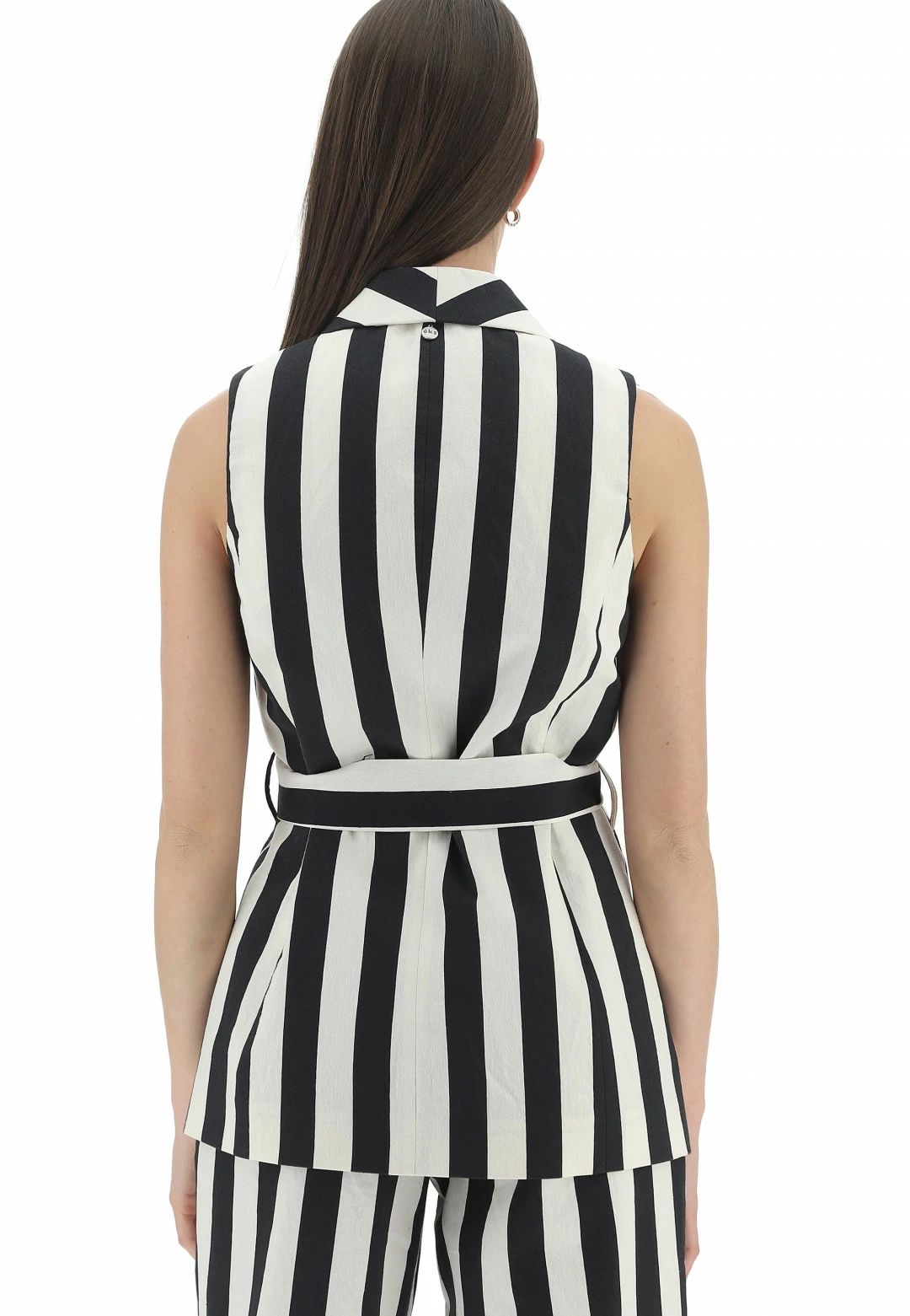 EKS Gilet Doppiopetto A Righe Black & White èks - immagine 3