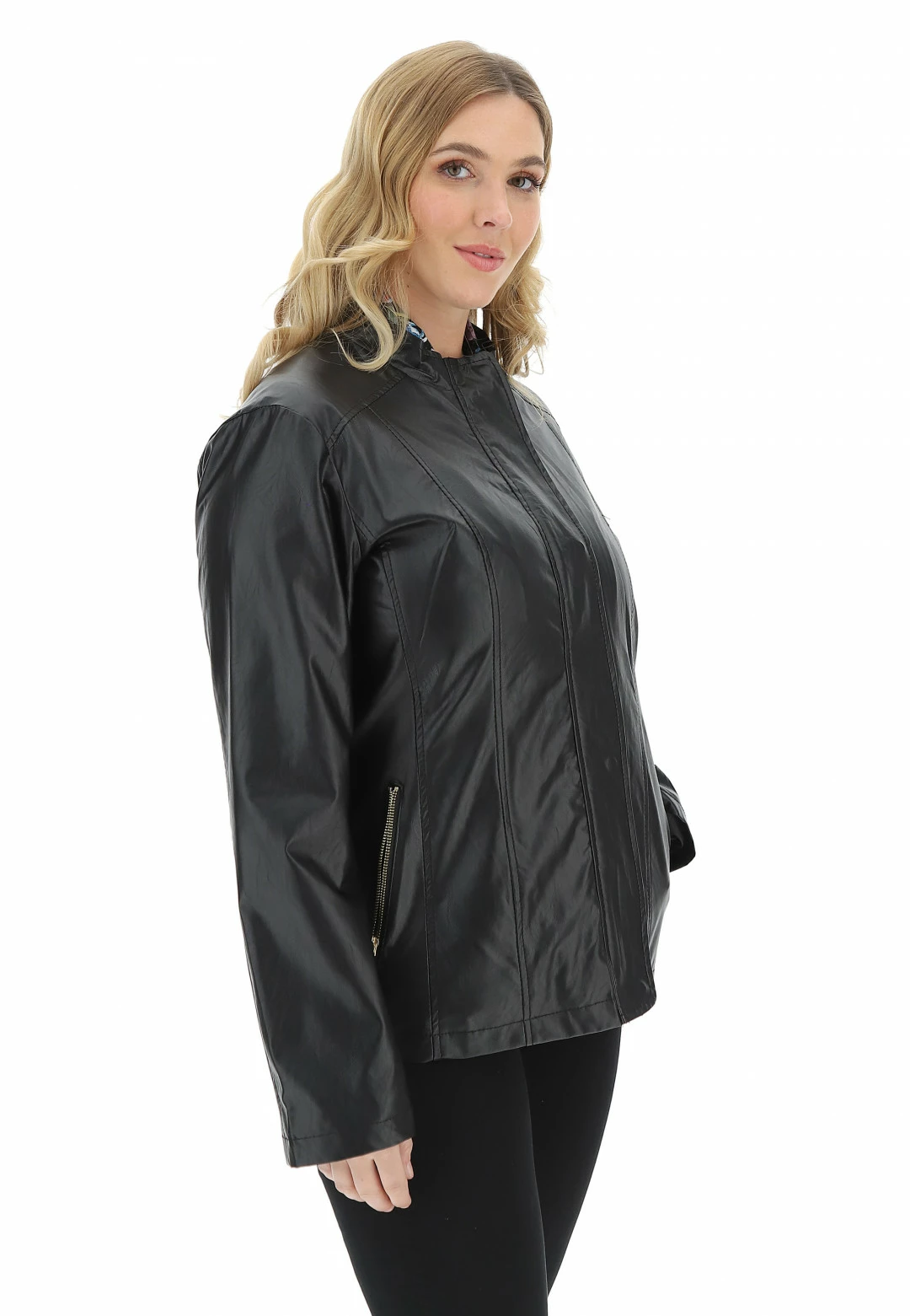 Giubbino Similpelle Chiara D'oro Con Tasca Zip