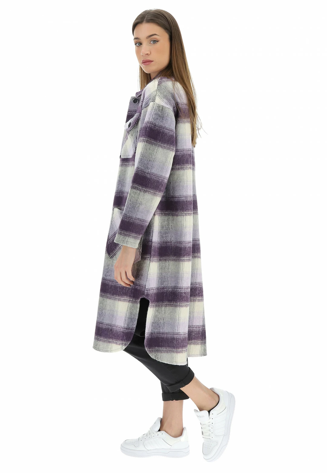 Giacca Lunga Quadrettata Eks - immagine 3