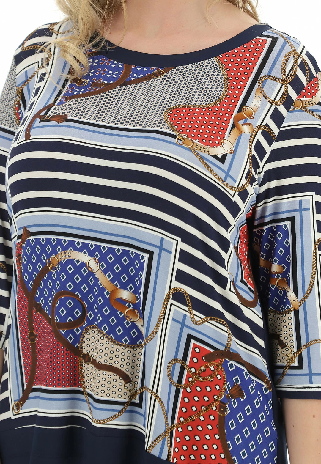 BE BLUE ENEMY T-shirt Manica 3/4 Blue Enemy Con Stampa Catene - immagine 5