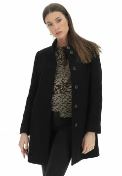 Cappotto Eks Con Collo A Fascetta Bottoni E Tasche A Filo Con Zip Foderato Made In Italy