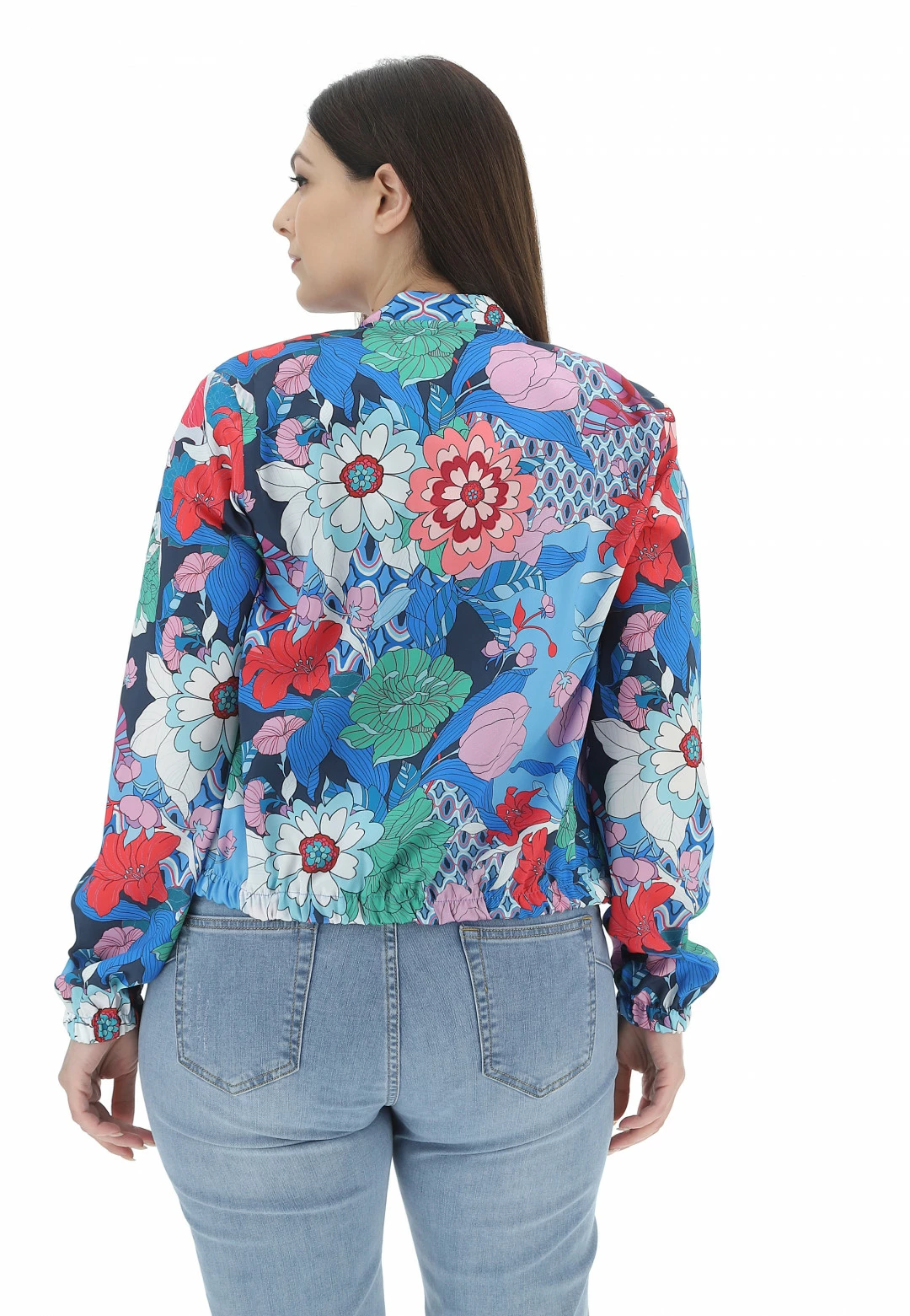 Tinta Style Giacchettina Tinta Donna Effetto Raso In Fantasia Floreale Multicolor All Over - immagine 3