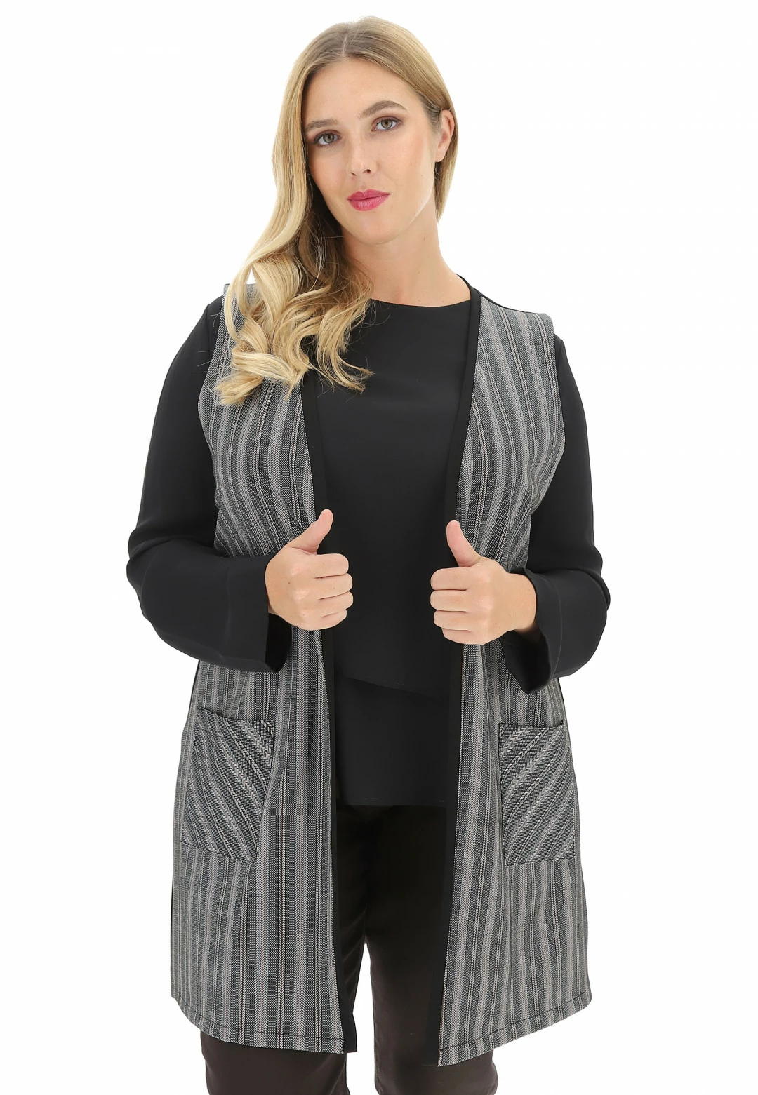 BE BLUE ENEMY Gilet Lungo Aperto Blue Enemy 4610f Con Riga Spinata