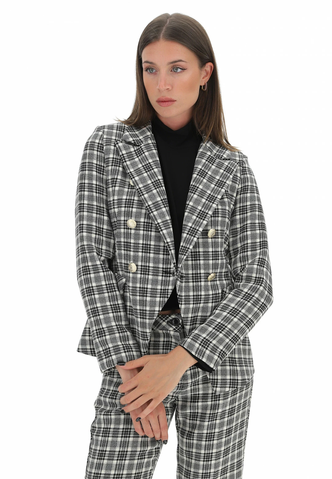 Giacca Quadrettata Doppiopetto Eks