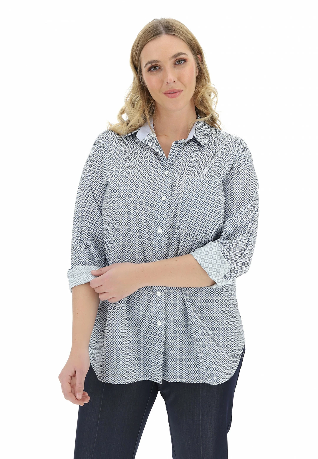 Camicia Manica Lunga Etichetta Fantasia Rombo