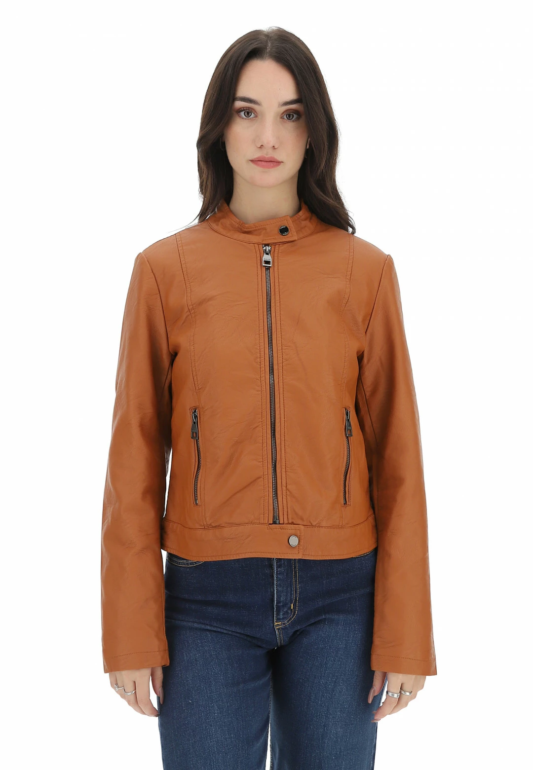 Gaudi Giubbino Foderato Gaudì In Similpelle Con Colletto A Fascia E Dettagli Cuciture E Zip Sulle Maniche - immagine 10