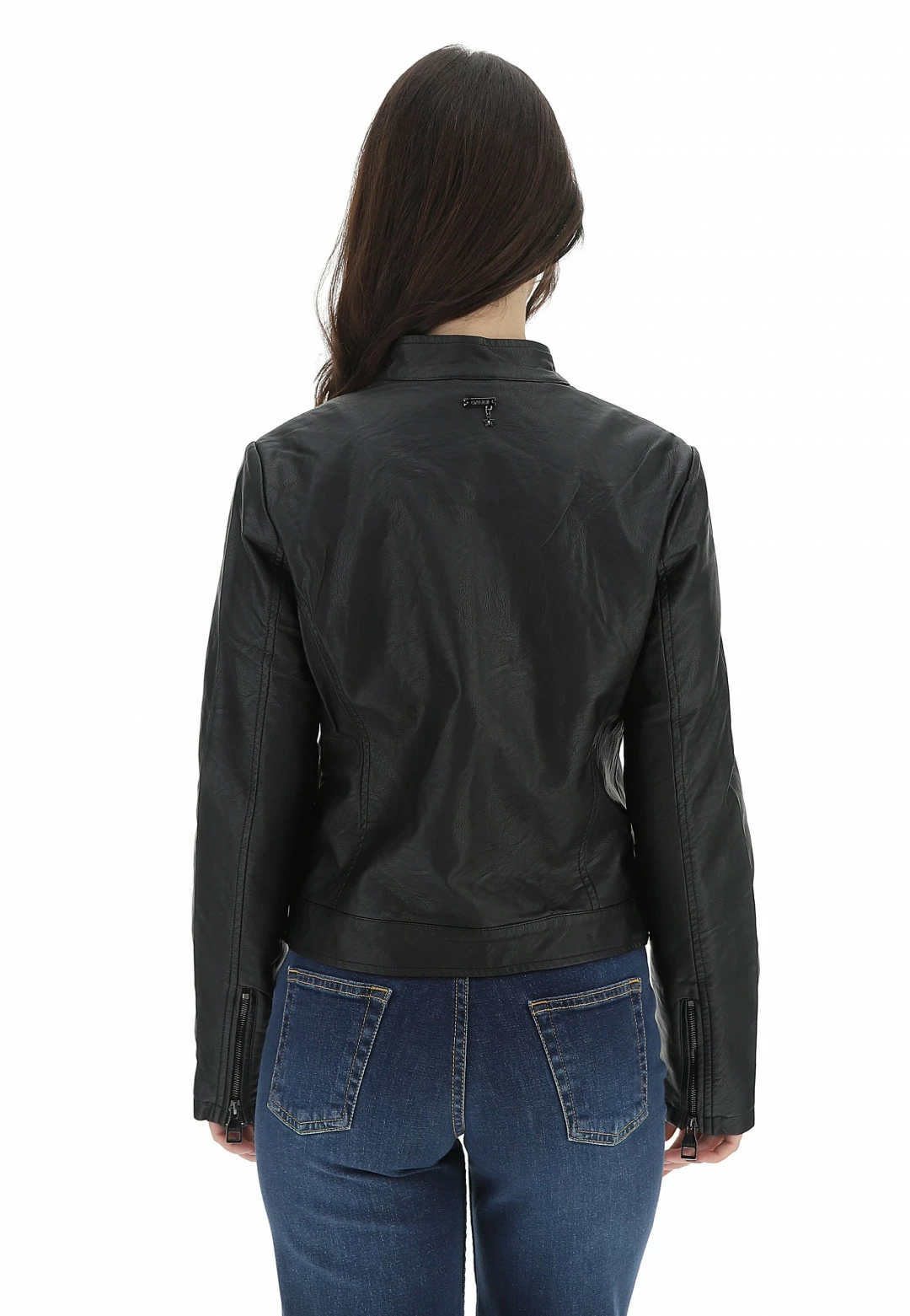 Gaudi Giubbino Foderato Gaudì In Similpelle Con Colletto A Fascia E Dettagli Cuciture E Zip Sulle Maniche - immagine 3