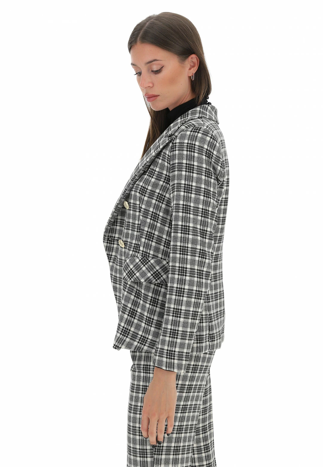 Giacca Quadrettata Doppiopetto Eks - immagine 3