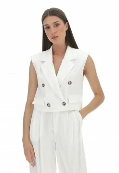 EKS Gilet Crop Doppiopetto Misto Viscosa Con Spalline èks