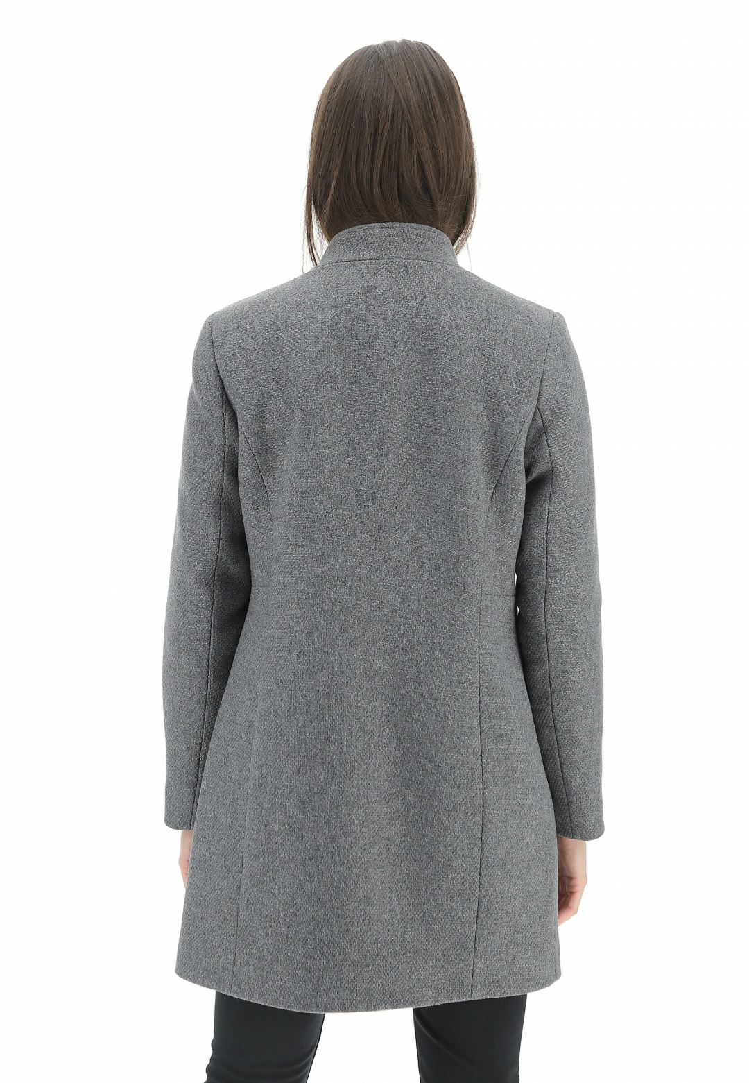 Cappotto Eks Con Collo A Fascetta Bottoni E Tasche A Filo Con Zip Foderato Made In Italy - immagine 9