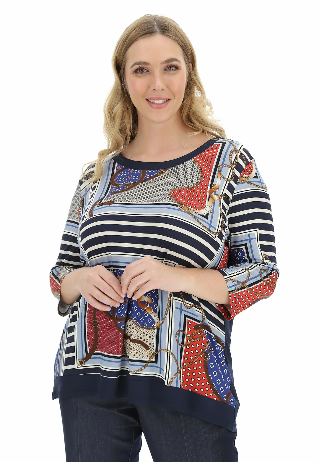 BE BLUE ENEMY T-shirt Manica 3/4 Blue Enemy Con Stampa Catene - immagine 2