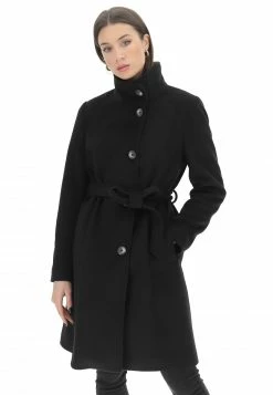 Cappotto In Tessuto Morbido Eks Made In Italy Con Bottoni E Cintura In Vita