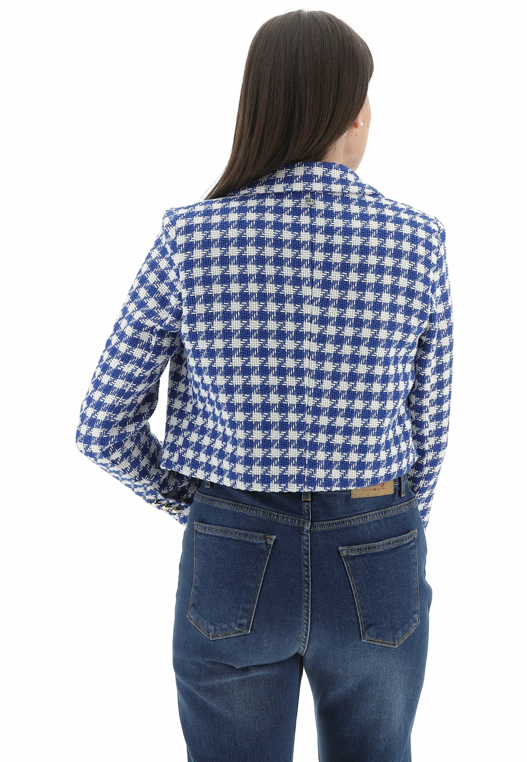 EKS Giacca Crop Doppiopetto èks Donna In Fantasia Pied De Poule - immagine 3