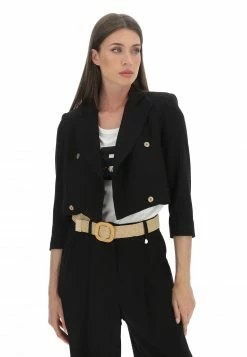 EKS Giacca Crop èks Made In Italy Con Spalline Imbottite