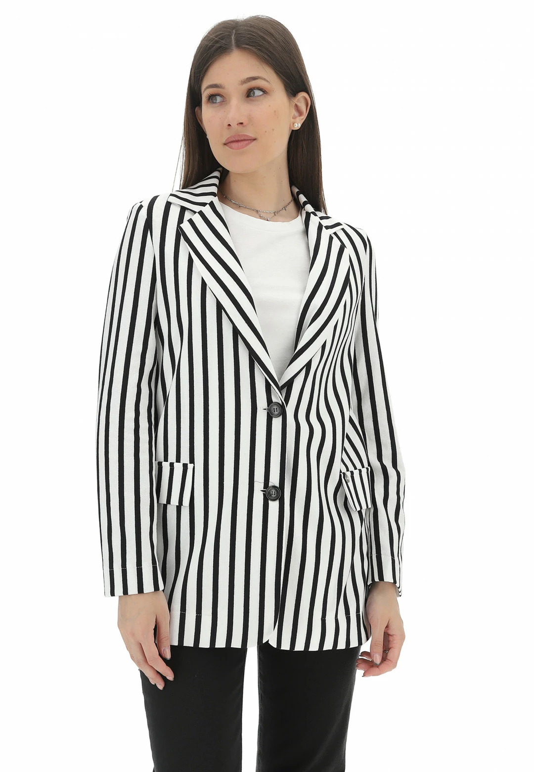 EKS Giacca èks Donna Con Fantasia A Righe Made In Italy