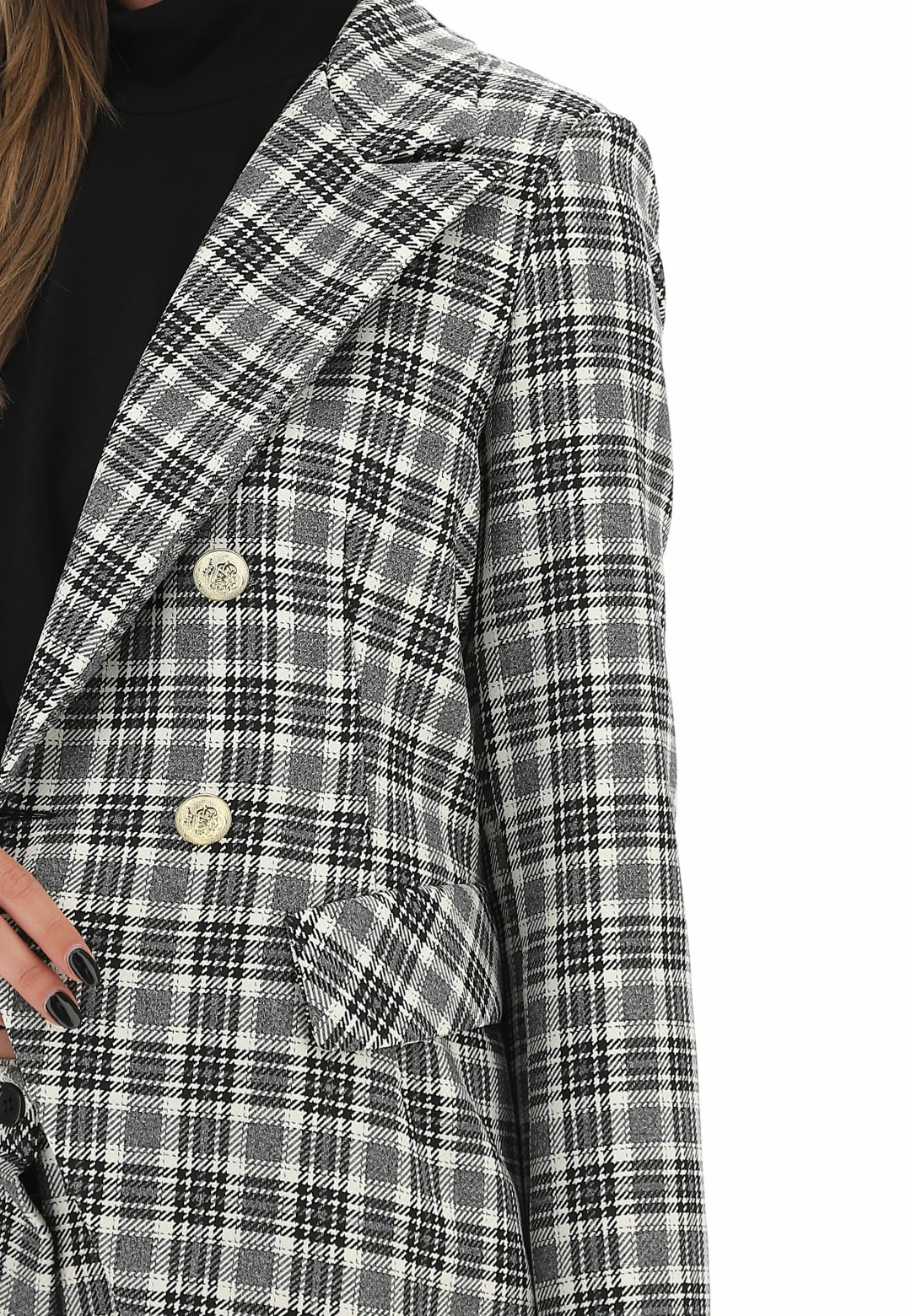 Giacca Quadrettata Doppiopetto Eks - immagine 6