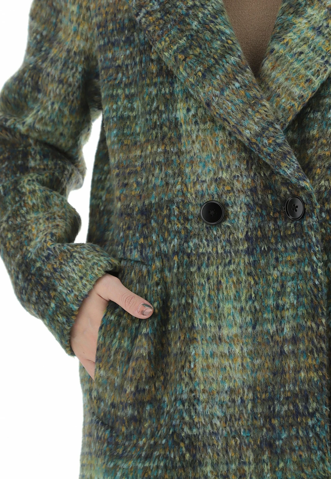 M&L MAIN & LAND Cappotto Doppiopetto Effetto Melange Multicolor Main & Land - immagine 11