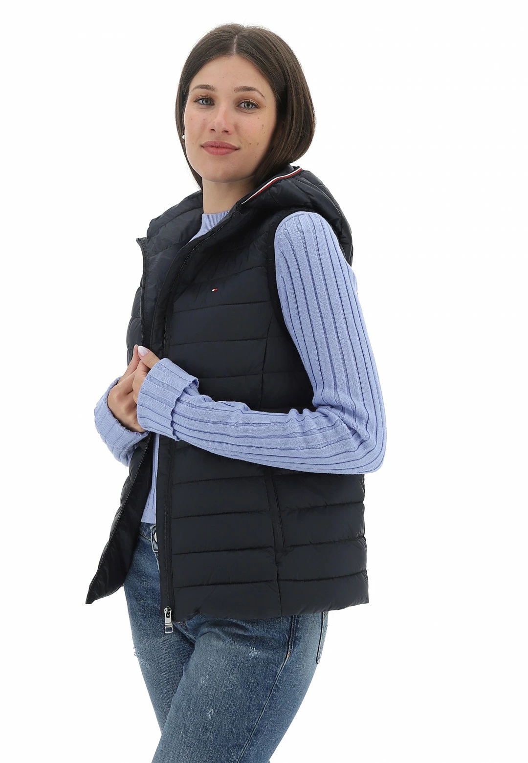 Gilet Smanicato Tommy Hilfiger Donna Con Cappuccio E Logo - immagine 2
