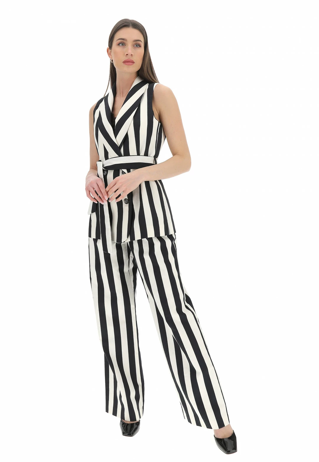 EKS Gilet Doppiopetto A Righe Black & White èks - immagine 4