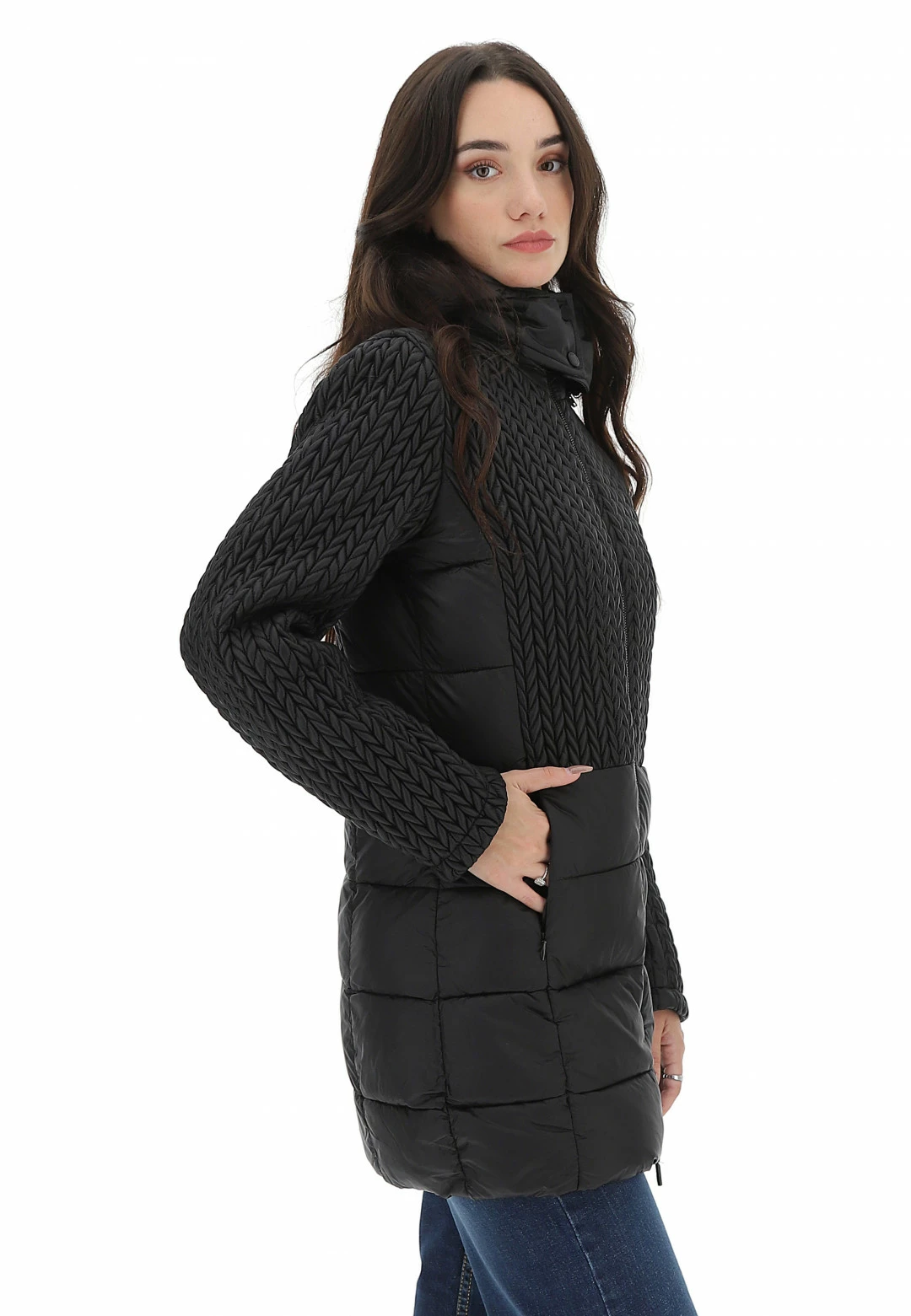 In My Hood Giubbino Lungo Con Lavorazione A Treccia Inmyhood Hw22wjk14 - immagine 2