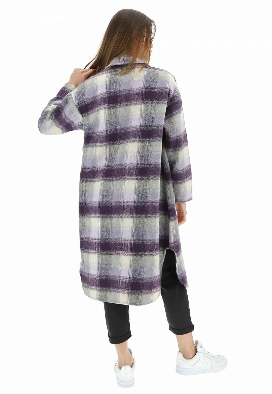 Giacca Lunga Quadrettata Eks - immagine 4