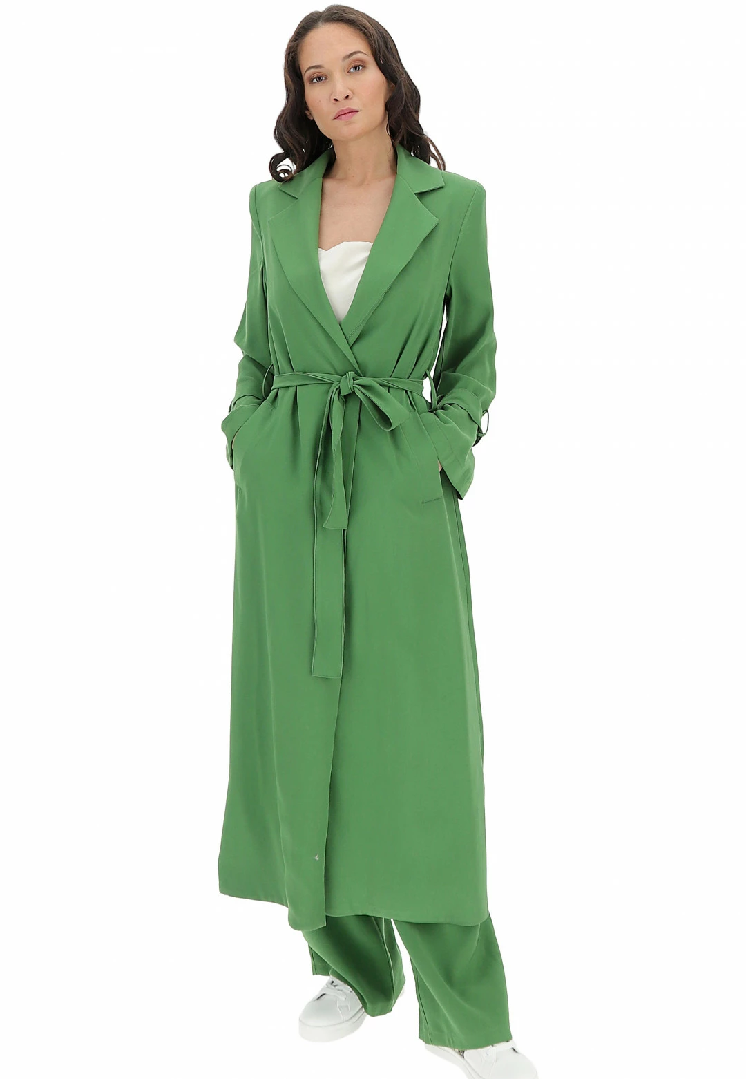 Spolverino Lungo Aperto Con Laccio Eks Donna - immagine 2