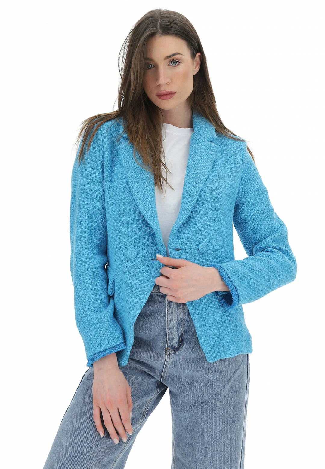 Giacca Tweed Doppiopetto Rosa G.