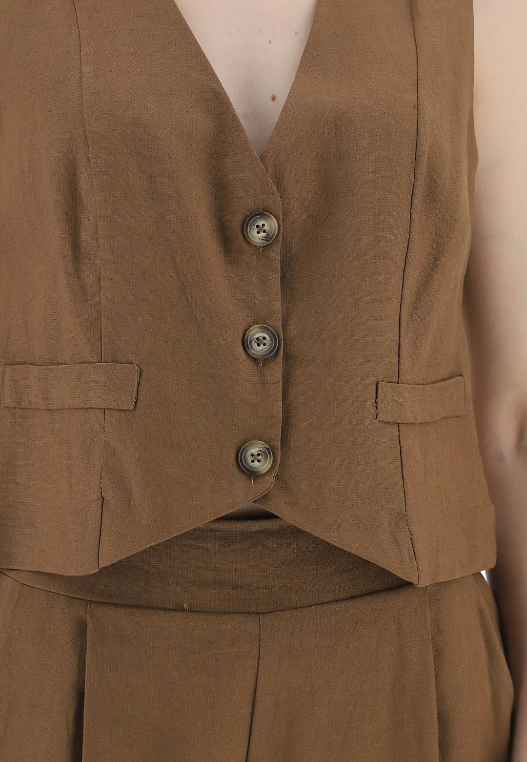 Gilet Crop Smanicato Susy Mix Donna In Misto Lino E Viscosa - immagine 4