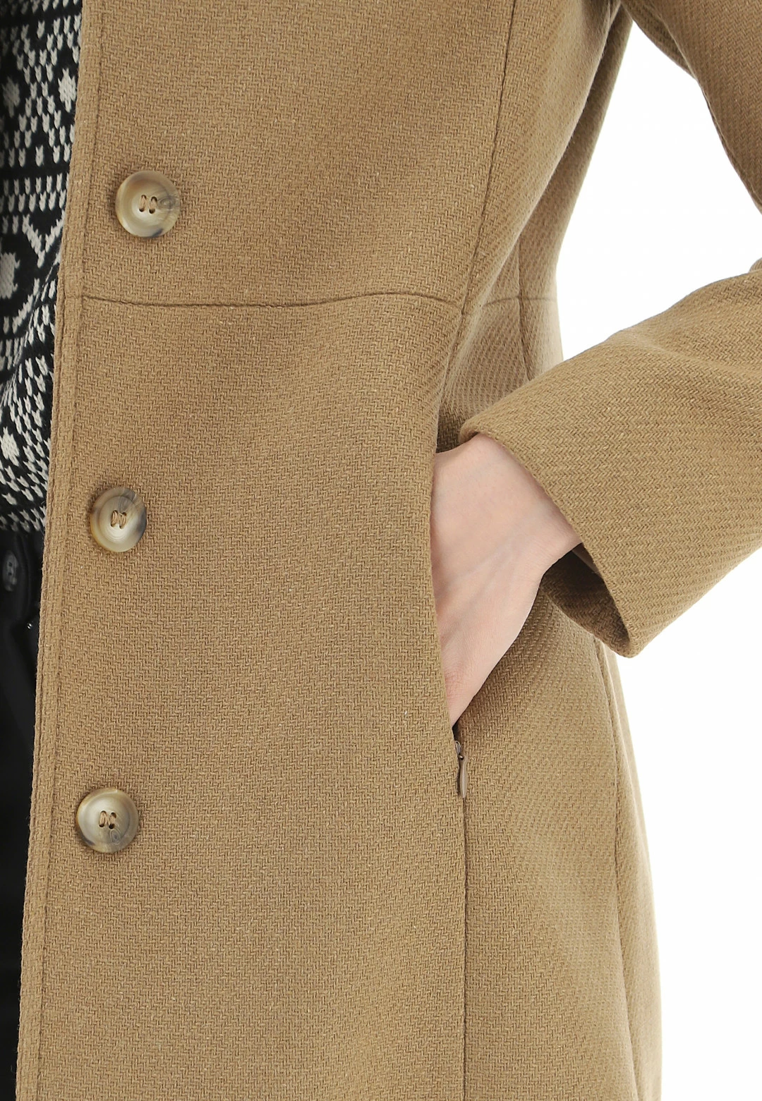 Cappotto Eks Con Collo A Fascetta Bottoni E Tasche A Filo Con Zip Foderato Made In Italy - immagine 17