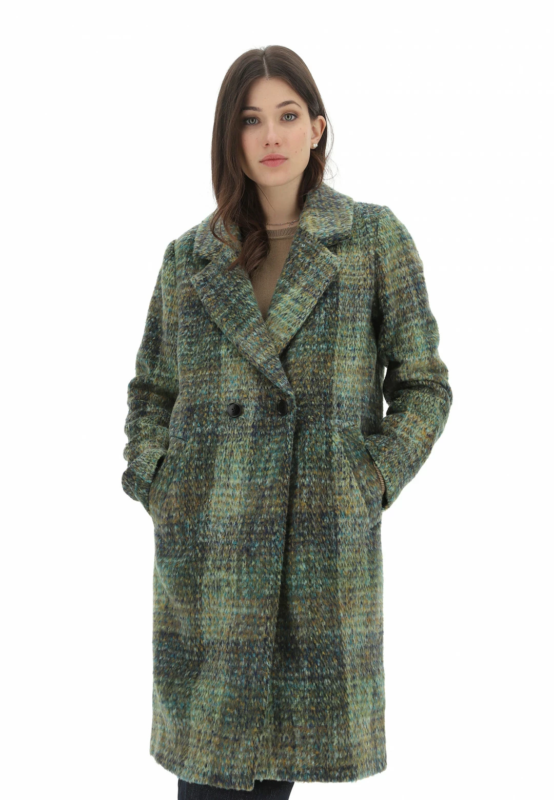 M&L MAIN & LAND Cappotto Doppiopetto Effetto Melange Multicolor Main & Land - immagine 7
