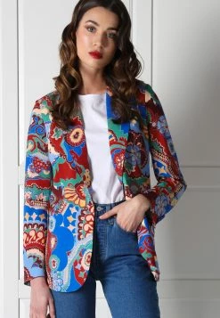 Giacca Con Bottone In Fantasia Cachemire Eks Donna