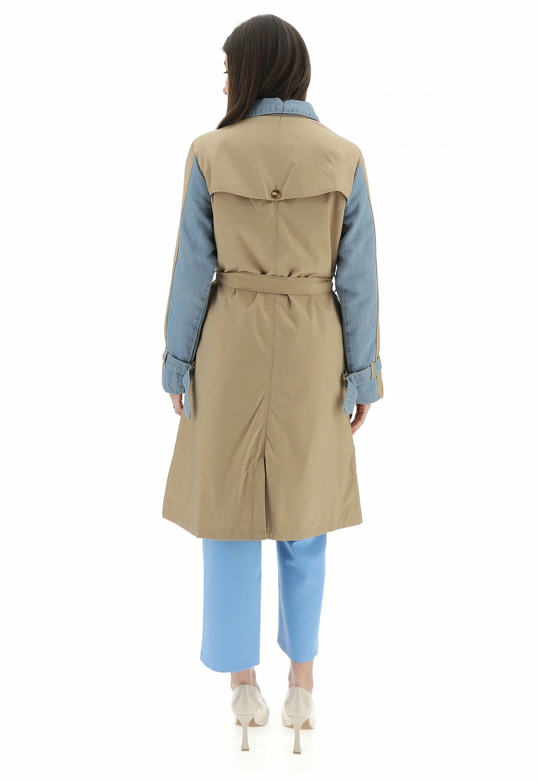 Trench Lungo Inserti Denim Softy Donna - immagine 3