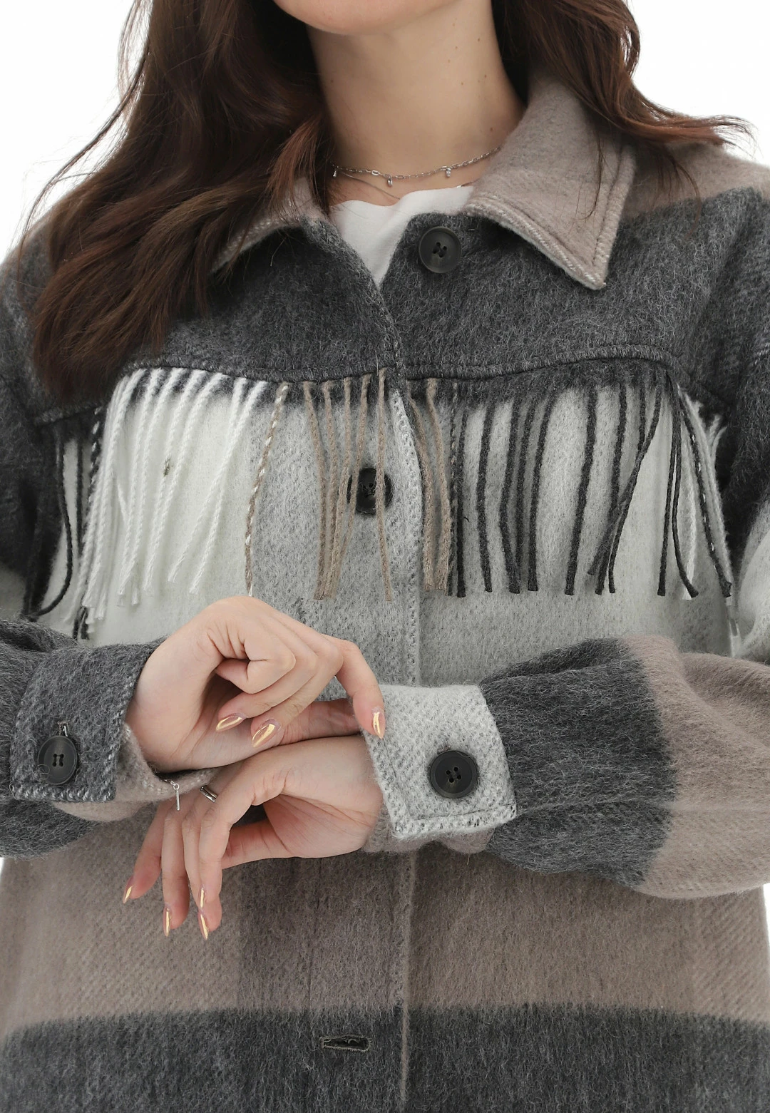 Giacca Camicia Non Foderata Vero Moda 10270795 Multicolor Con Frange - immagine 10