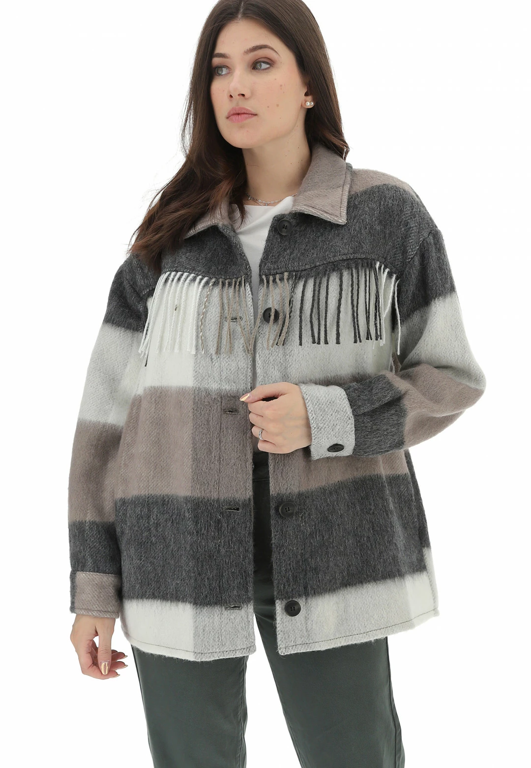 Giacca Camicia Non Foderata Vero Moda 10270795 Multicolor Con Frange - immagine 6