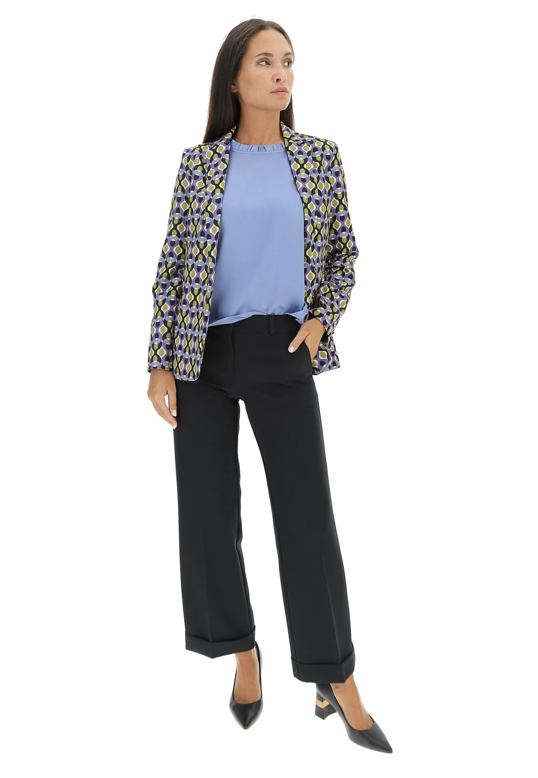 Giacca Aperta Fantasia Geometrica Eks - immagine 10