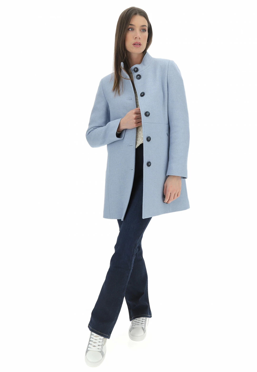 Cappotto Eks Con Collo A Fascetta Bottoni E Tasche A Filo Con Zip Foderato Made In Italy - immagine 22