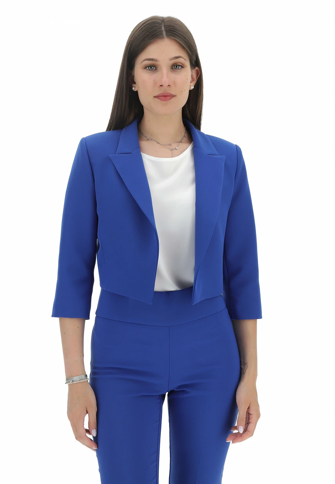 Blazer Crop Aperto In Tinta Unita Rinascimento