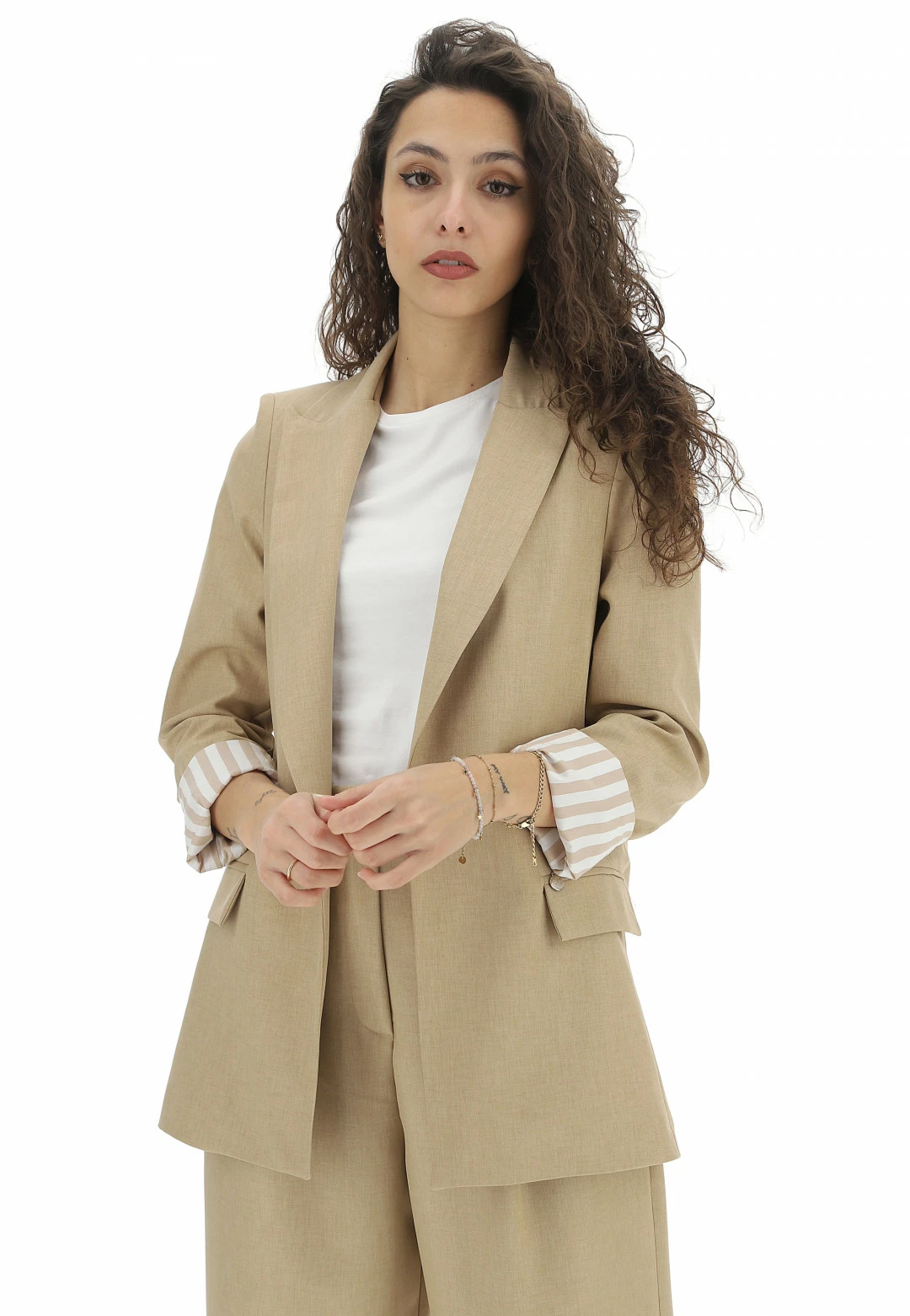 EKS Blazer Aperto Effetto Fiammato Fodera A Righe èks