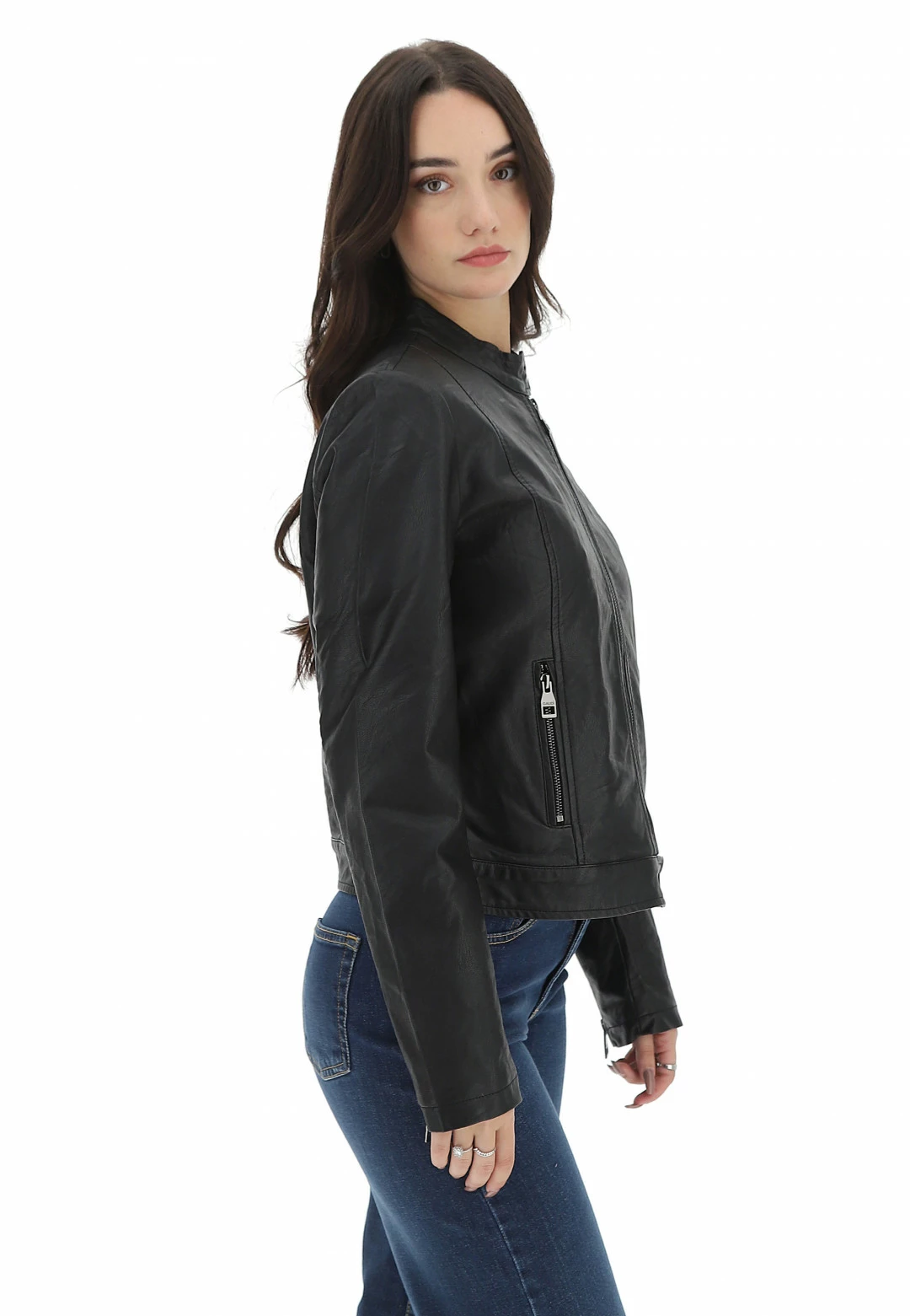 Gaudi Giubbino Foderato Gaudì In Similpelle Con Colletto A Fascia E Dettagli Cuciture E Zip Sulle Maniche - immagine 2