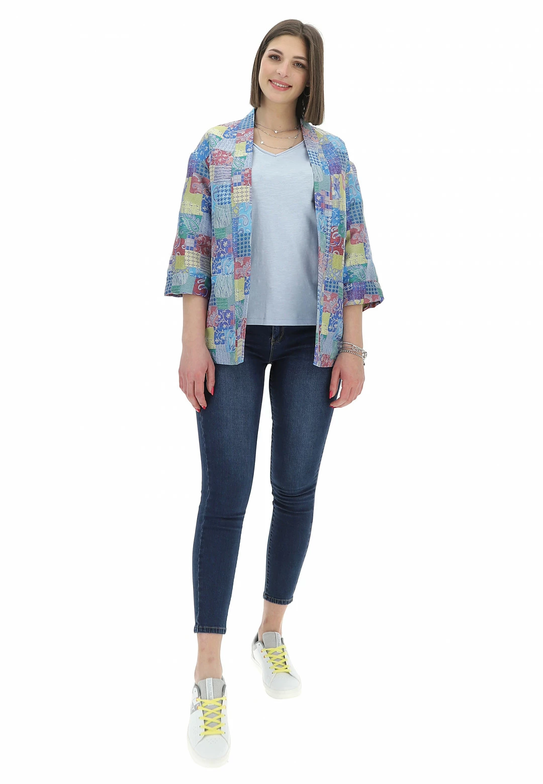 M&L MAIN & LAND Giacca Aperta Multicolor Con Manica Scesa Main&land - immagine 5