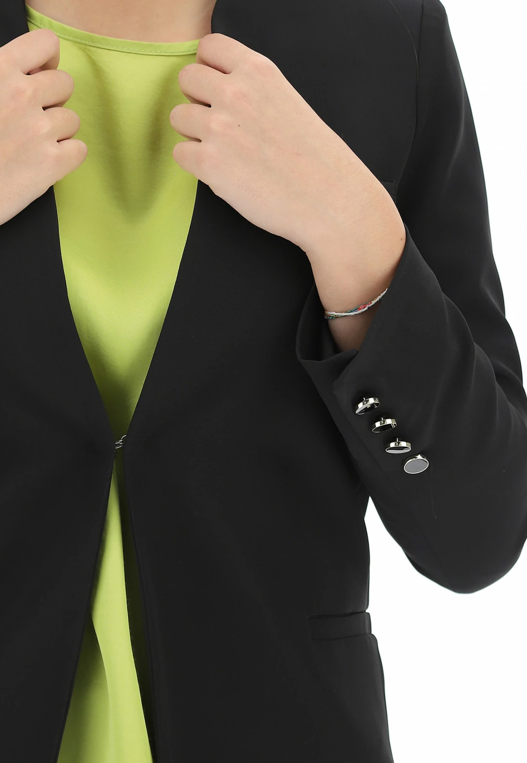 Giacca Aperta Con Gancetto E Spalline Eks Tinta Unita - immagine 5