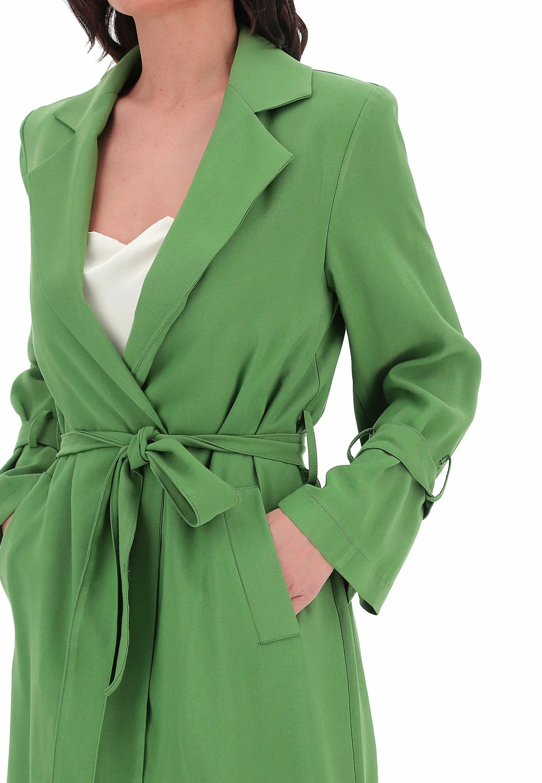 Spolverino Lungo Aperto Con Laccio Eks Donna - immagine 5