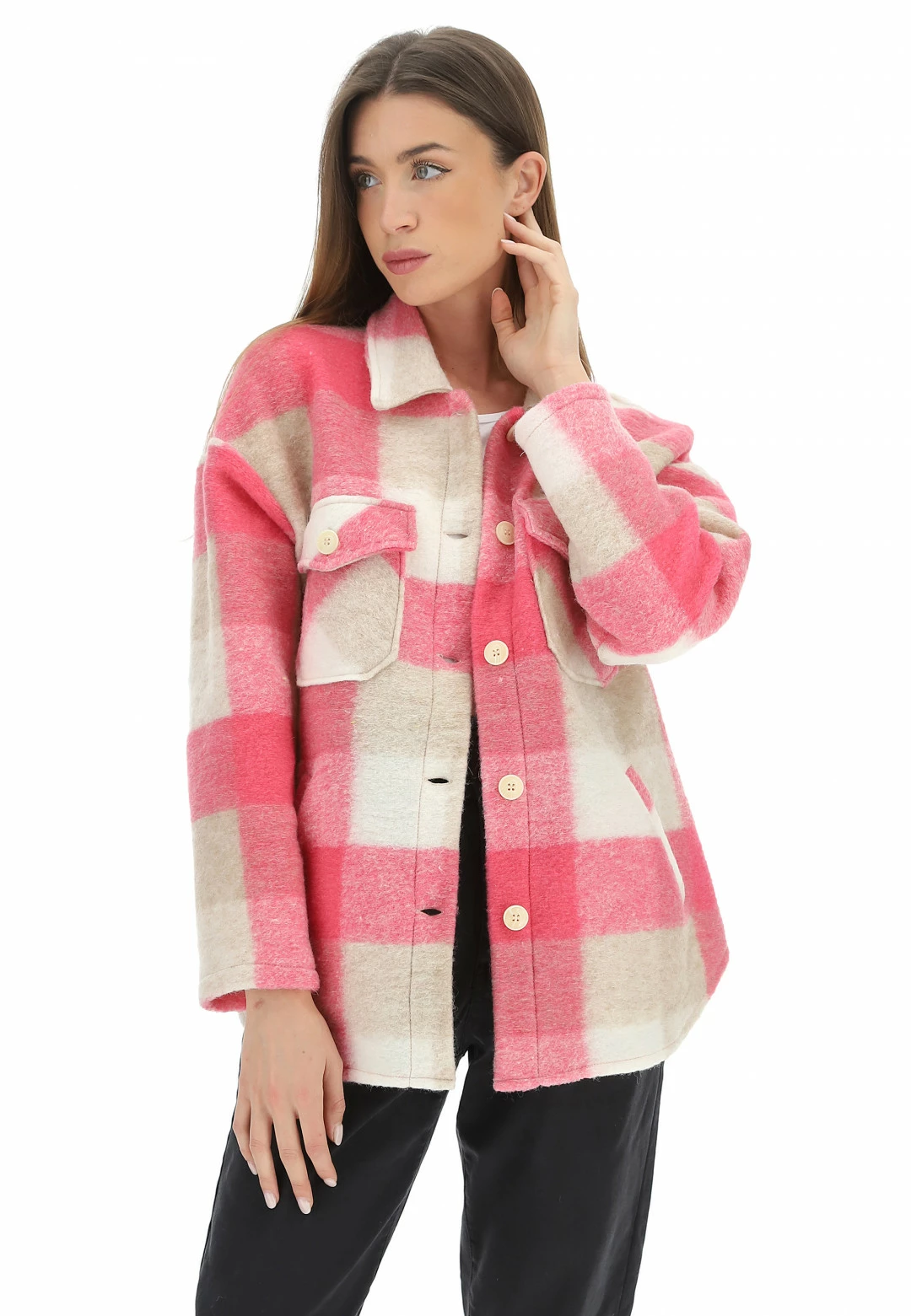 Giacca Camicia Lana Cotta Eks - immagine 8