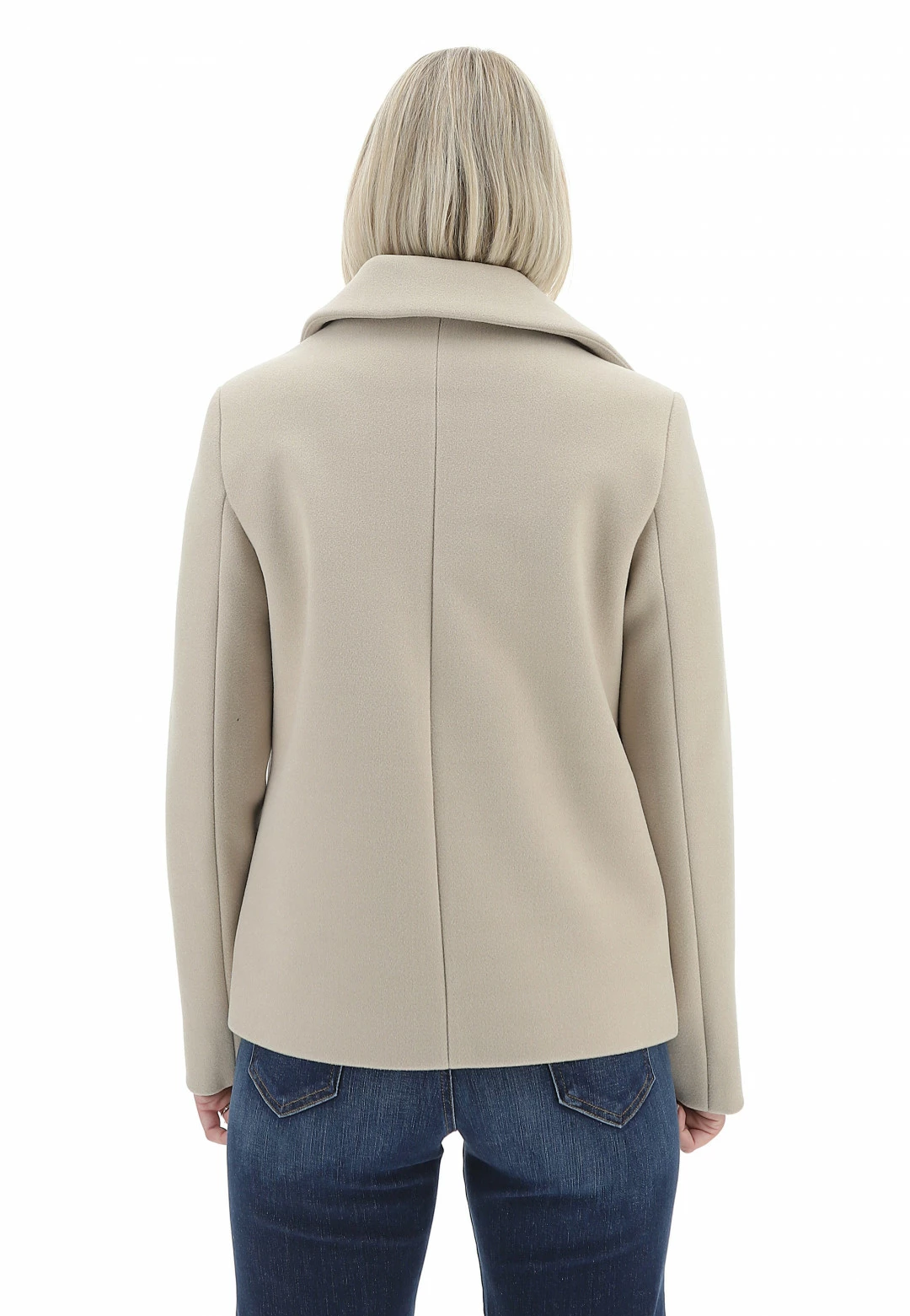 Cappottino Doppio Petto Foderato Eks Corto In Tinta Unita Con Tasche A Filo - immagine 15