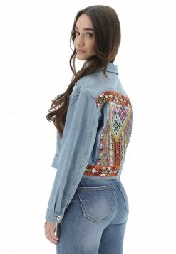 Giubbino In Jeans Only Donna Con Ricamo Etinico Sul Retro