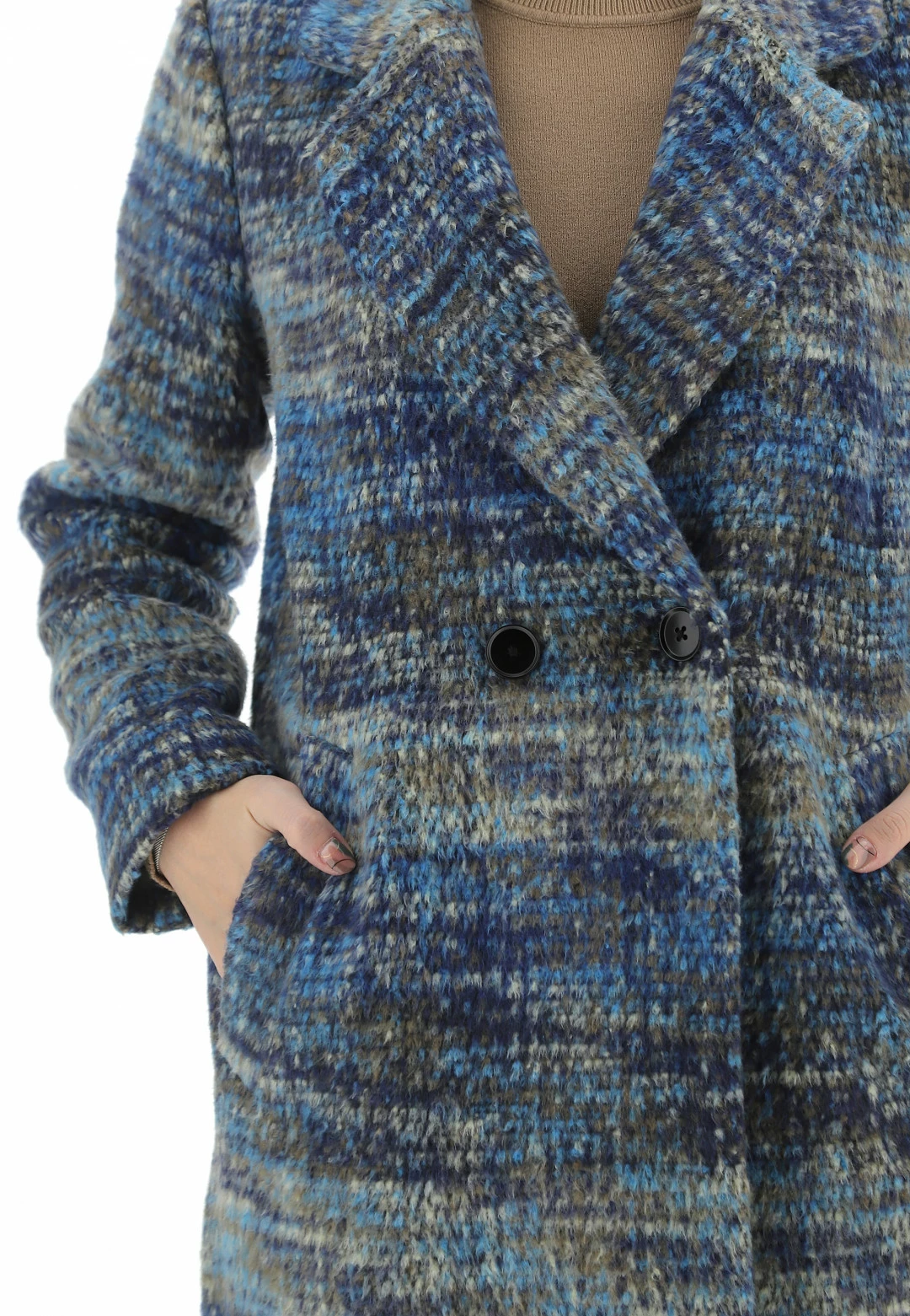 M&L MAIN & LAND Cappotto Doppiopetto Effetto Melange Multicolor Main & Land - immagine 4