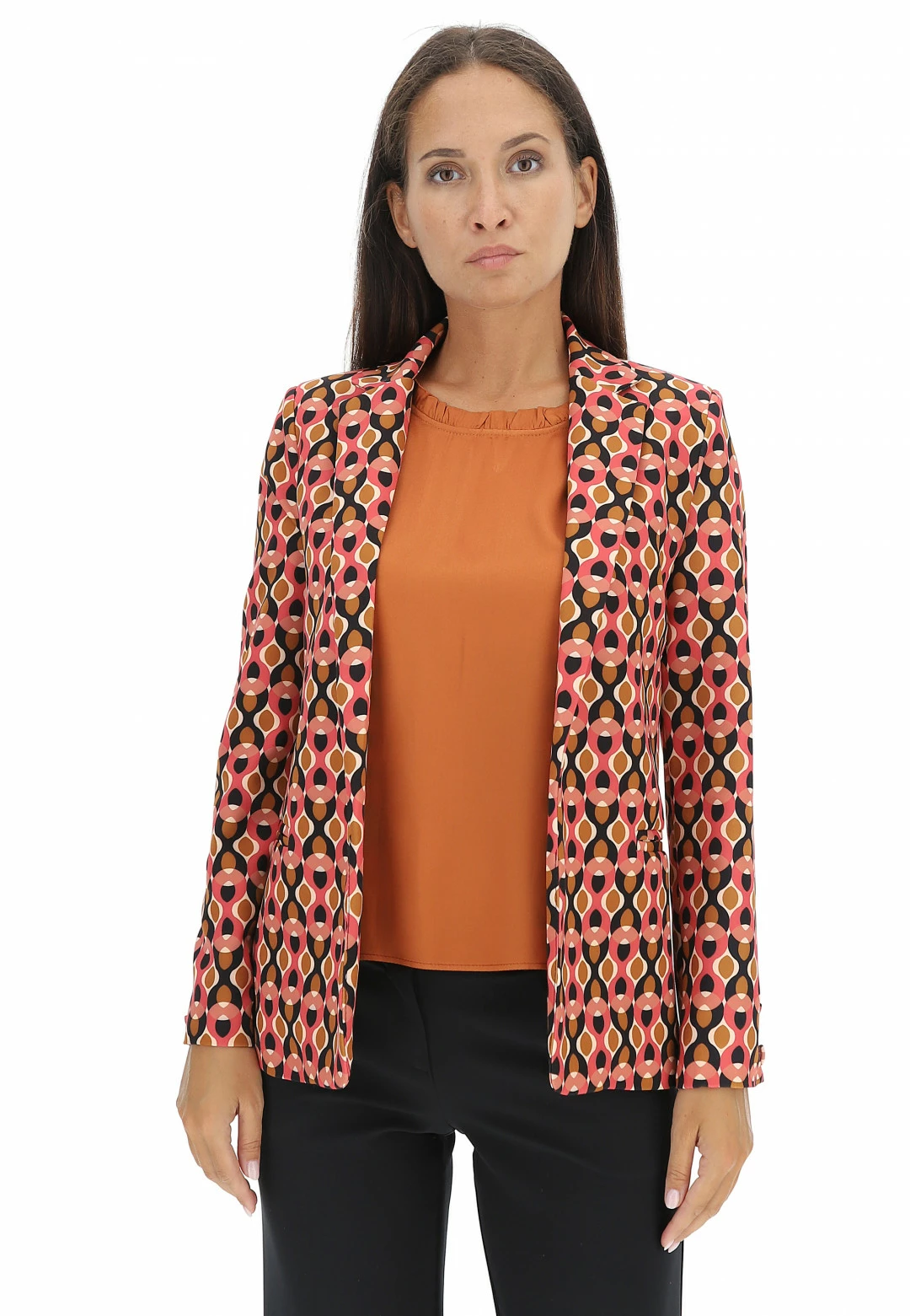 Giacca Aperta Fantasia Geometrica Eks