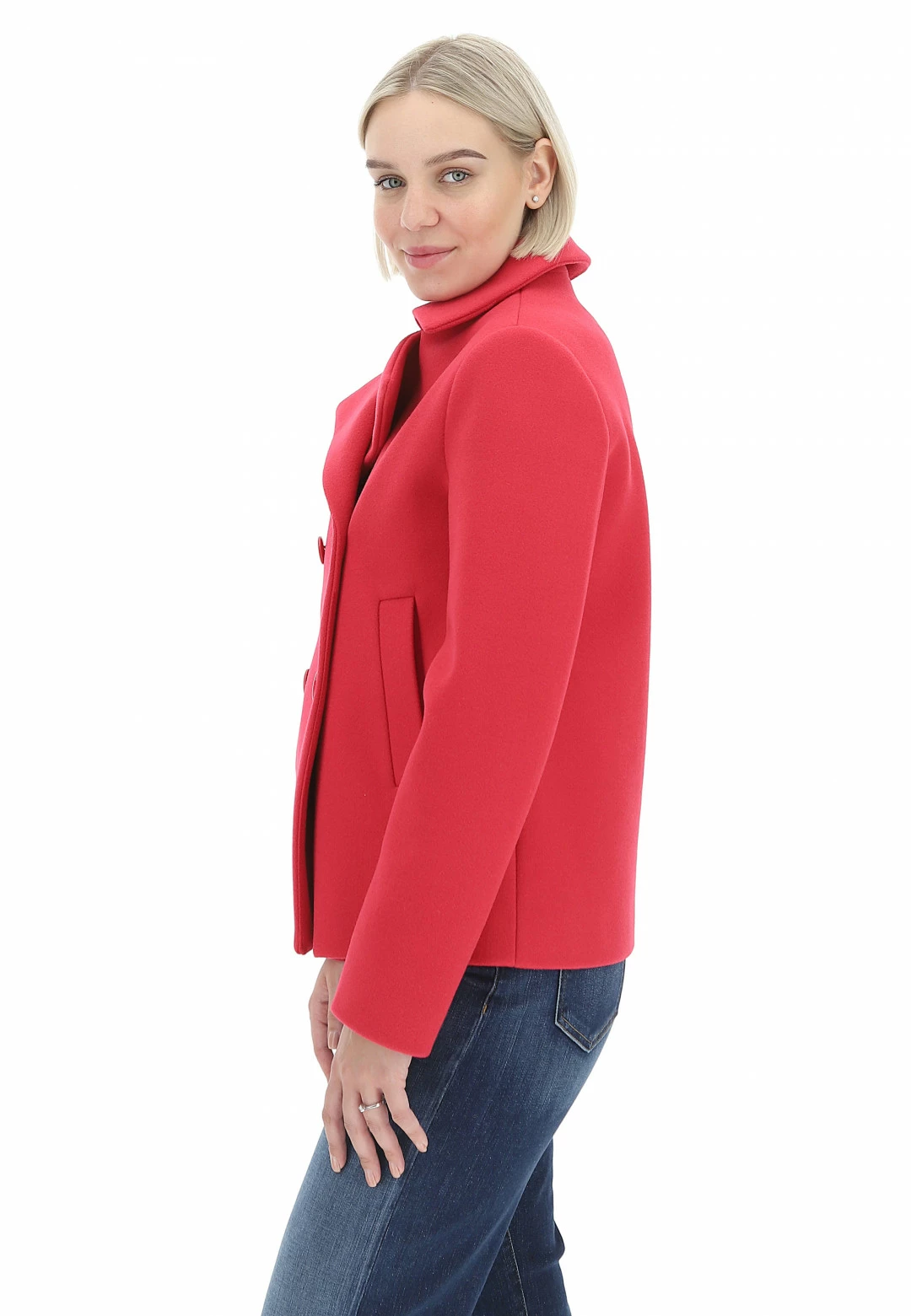 Cappottino Doppio Petto Foderato Eks Corto In Tinta Unita Con Tasche A Filo - immagine 20