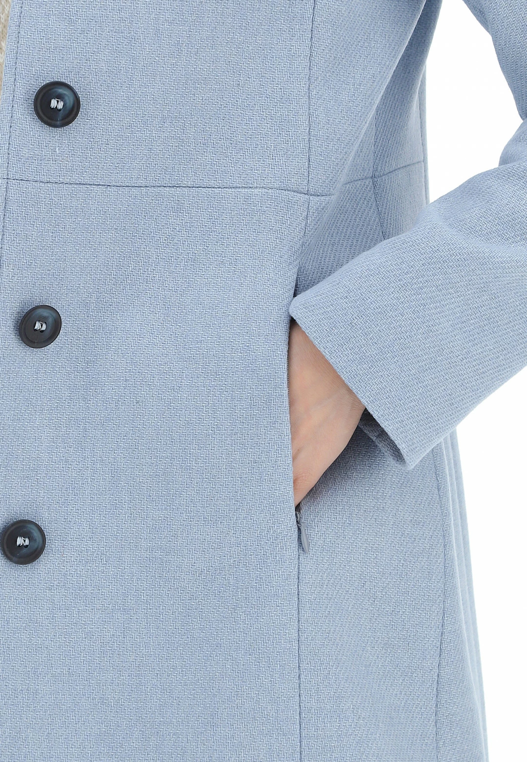 Cappotto Eks Con Collo A Fascetta Bottoni E Tasche A Filo Con Zip Foderato Made In Italy - immagine 23