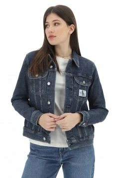 Giubbino In Denim Calvin Klein Jeans Donna Con Patch Logo Sul Petto Slim Fit Elasticizzato